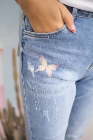Butterfly denim pants