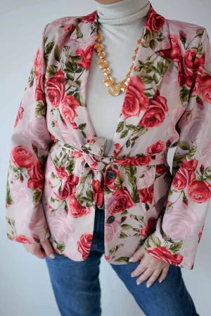 Flowers jacket beige