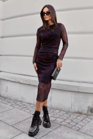 Lea black and burgundy dress