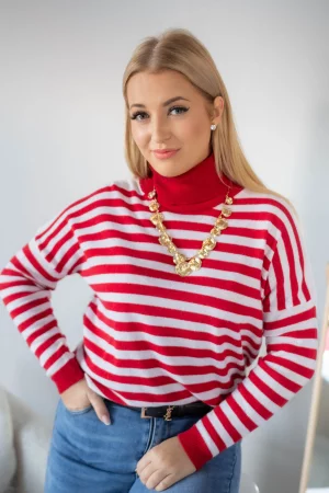 Mercury turtleneck sweater stripes red