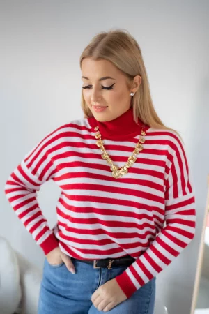 Mercury turtleneck sweater stripes red