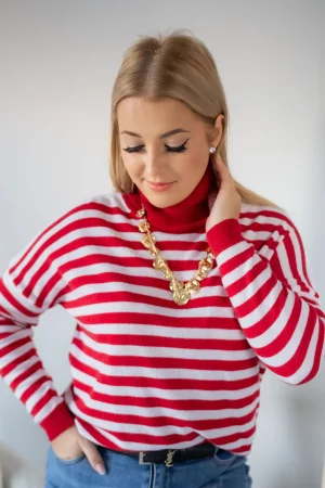 Mercury turtleneck sweater stripes red