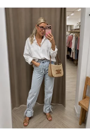 Spodnie jeansy damskie z wiązaniem Bow Denim