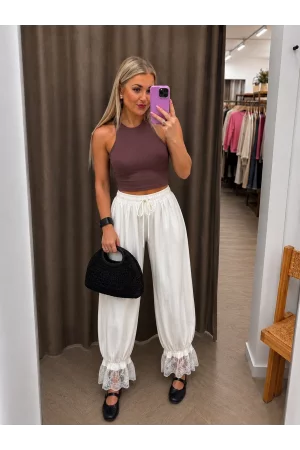 Spodnie boho Lace Breeze białe